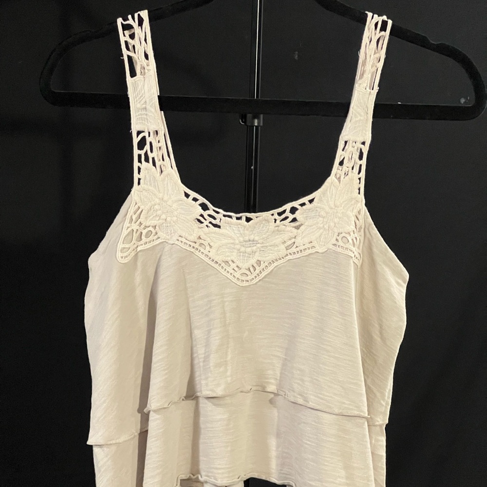 Cream Lace Crop Top with Open Back